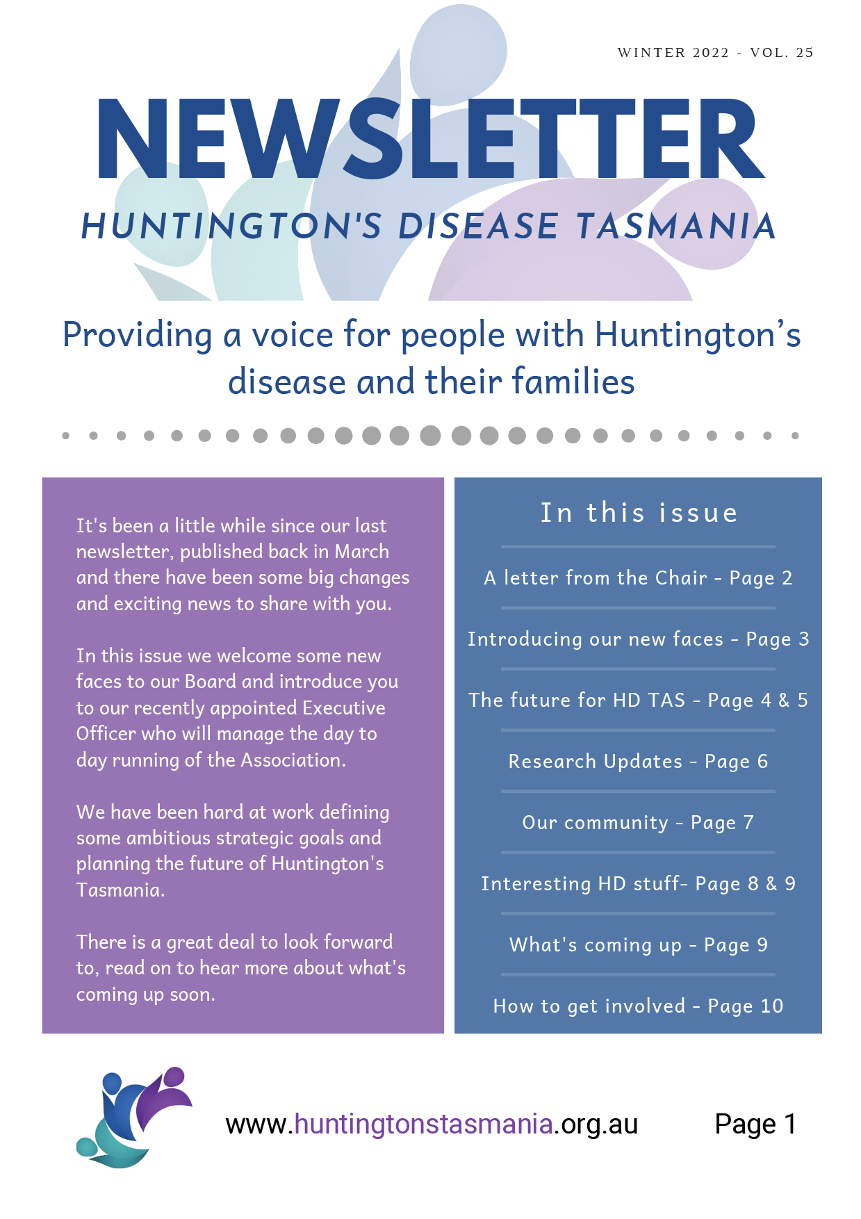 Huntington's Tasmania Winter 2022 Newsletter